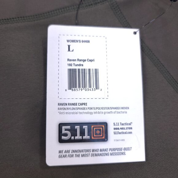 5.11 Tactical Pants Women’s Large Tundra Raven Range Capri Skinny Stretch - Picture 7 of 8